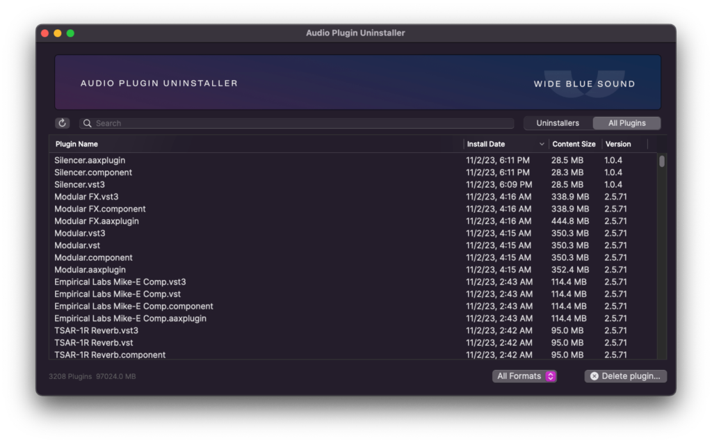 Wide Blue Sound Releases AUDIO PLUGIN UNINSTALLER v1.1 SONIC BOOM BAP